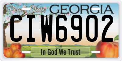 GA license plate CIW6902