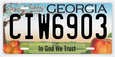 GA license plate CIW6903