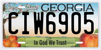 GA license plate CIW6905