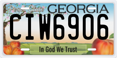 GA license plate CIW6906