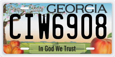 GA license plate CIW6908