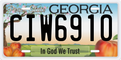 GA license plate CIW6910