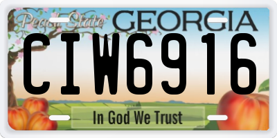 GA license plate CIW6916