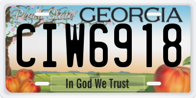GA license plate CIW6918