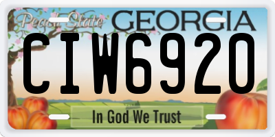 GA license plate CIW6920