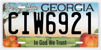 GA license plate CIW6921