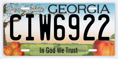 GA license plate CIW6922