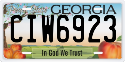 GA license plate CIW6923