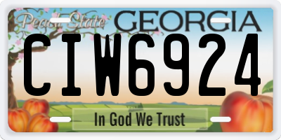 GA license plate CIW6924