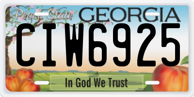 GA license plate CIW6925