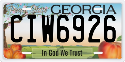 GA license plate CIW6926