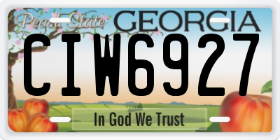 GA license plate CIW6927