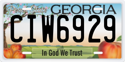 GA license plate CIW6929