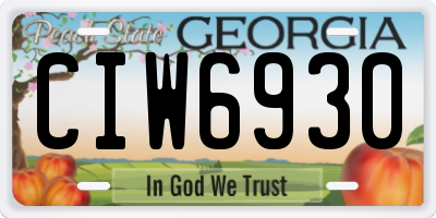 GA license plate CIW6930