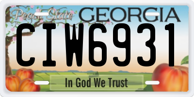 GA license plate CIW6931