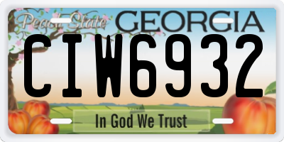 GA license plate CIW6932