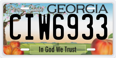 GA license plate CIW6933
