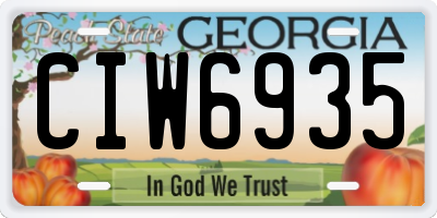 GA license plate CIW6935