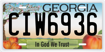 GA license plate CIW6936