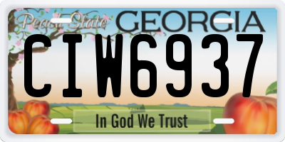 GA license plate CIW6937