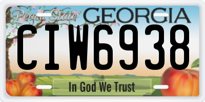 GA license plate CIW6938