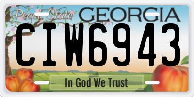 GA license plate CIW6943