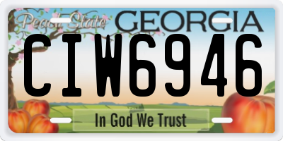 GA license plate CIW6946