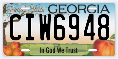 GA license plate CIW6948
