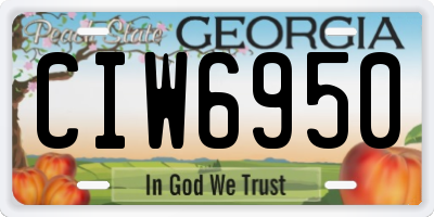 GA license plate CIW6950