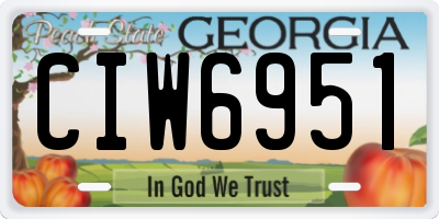 GA license plate CIW6951