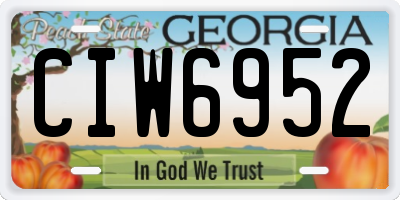 GA license plate CIW6952