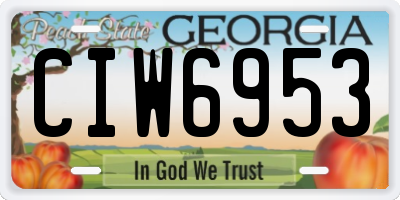 GA license plate CIW6953