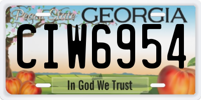 GA license plate CIW6954