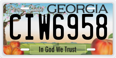 GA license plate CIW6958