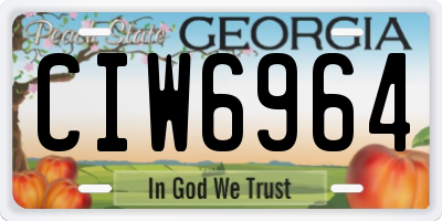 GA license plate CIW6964