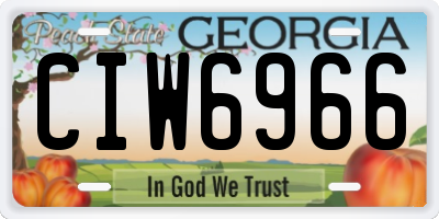 GA license plate CIW6966