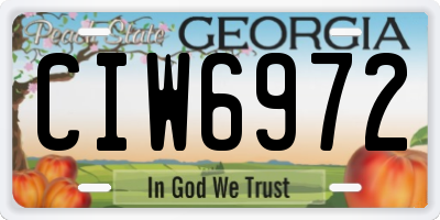 GA license plate CIW6972