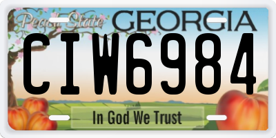 GA license plate CIW6984