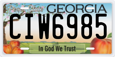 GA license plate CIW6985
