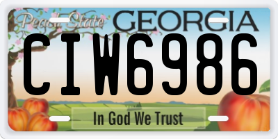 GA license plate CIW6986