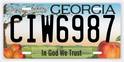 GA license plate CIW6987