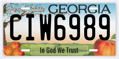 GA license plate CIW6989