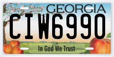 GA license plate CIW6990
