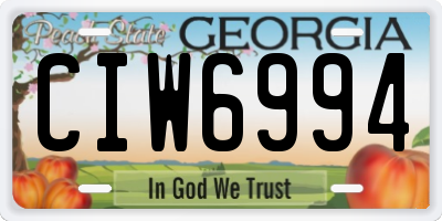 GA license plate CIW6994
