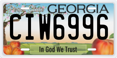 GA license plate CIW6996