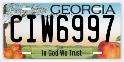 GA license plate CIW6997