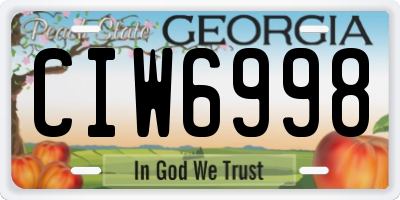 GA license plate CIW6998