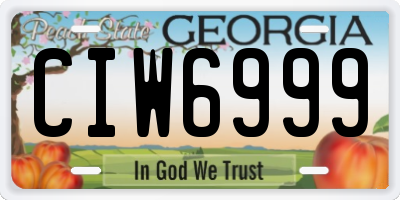 GA license plate CIW6999