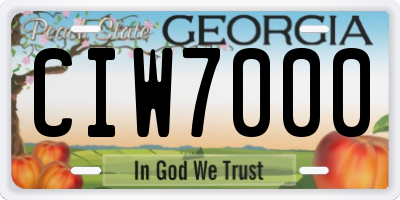 GA license plate CIW7000
