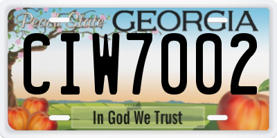 GA license plate CIW7002